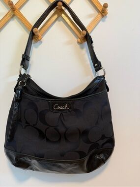Vintage Coach Black Signature Hobo Bag